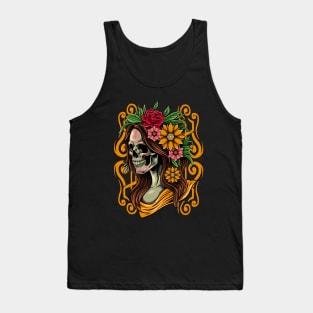 Dia De Los Muertos Lady Skull Tank Top